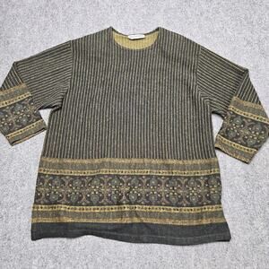 Westbourne Boho Tunic Top Size 2XL Striped Floral Pattern Earth Tones Cottage